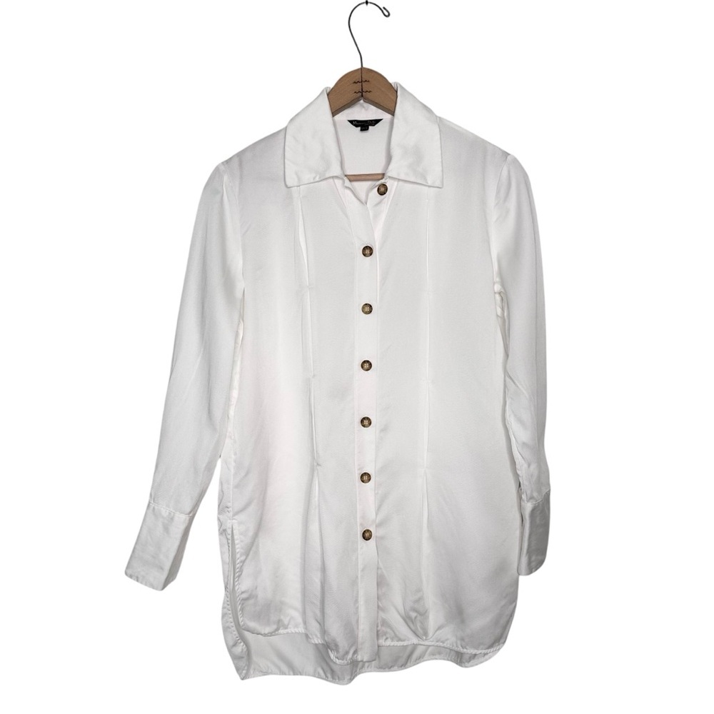 Massimo Dutti | White Long Sleeve Button Down Blouse Size 4